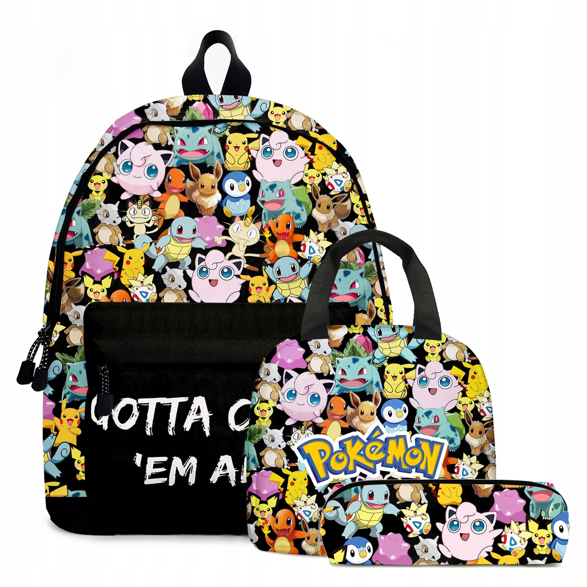 Pokémon viackomorový školský batoh čierny, Odtiene modrej, Odtiene ružovej, Odtiene žltej a zlatej, Viacfarebné